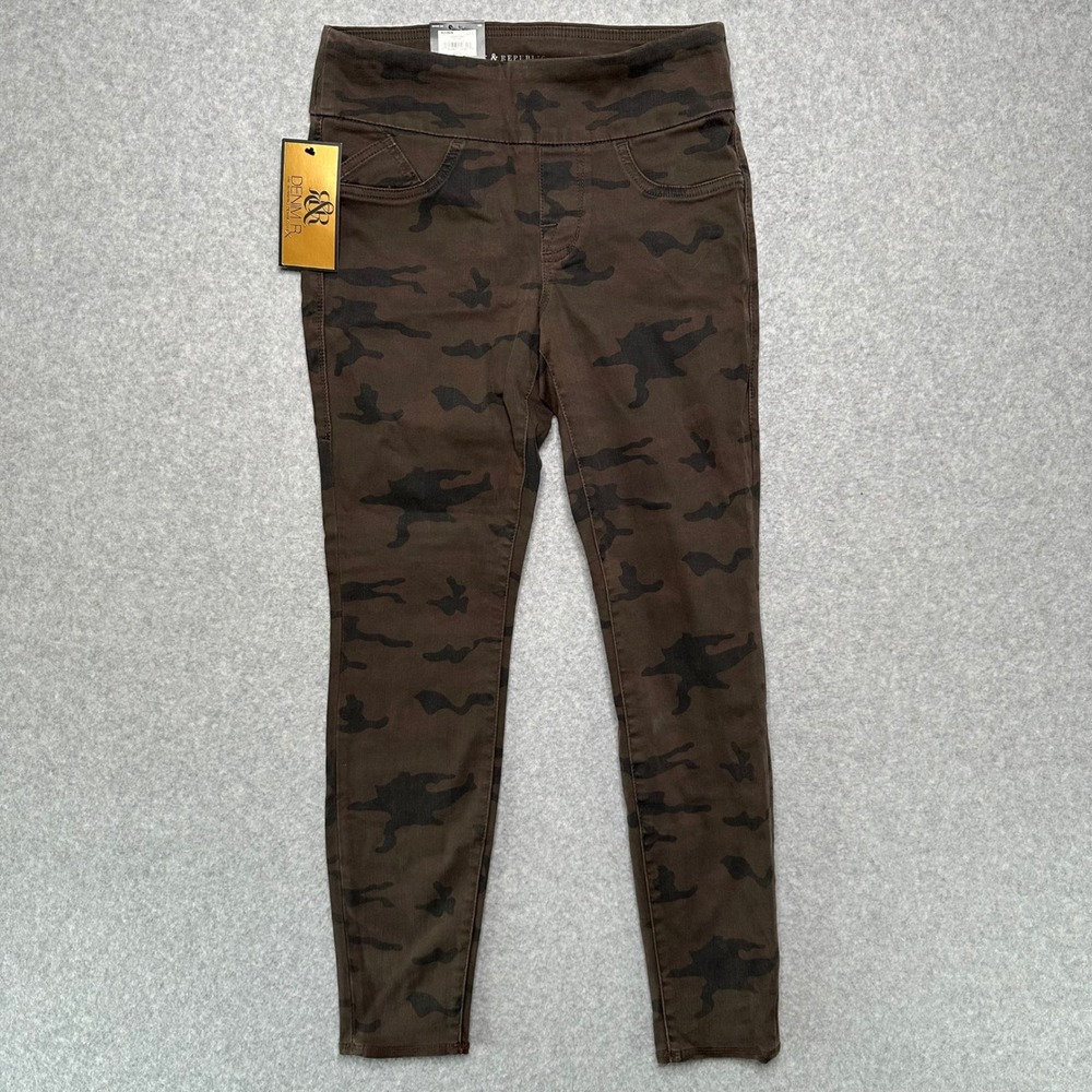 Rock & Republic Fever Pull-On Leggings Womens 10 M Camo Brown Denim‎ Rx Skinny